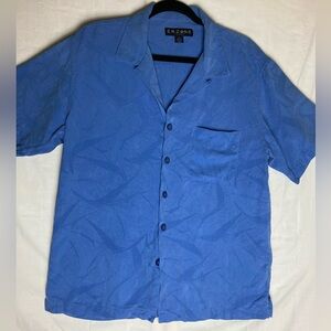 Enzone island  Blue Button-Up Silk shirt
